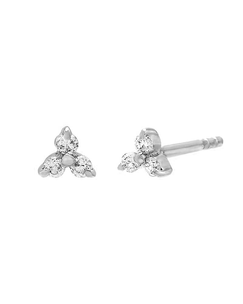 Front of a size 3MM Diamond Trio Stud Earring 14K White Gold 3MM Pair in 14K White Gold by By Adina Eden. | dia_product_style_image_id:292124